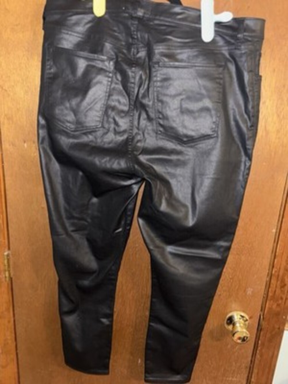 Abercrombie & Fitch Black Faux Leather Super Skinny Ankle High Rise Jeans 22 R